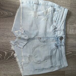Levi's Light Blue Frayed Denim Shorts